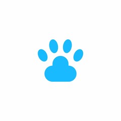 Fototapeta na wymiar Paw Pet Cloud Logo Design, Cat & Dog Paw Pet Cloud Logo