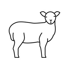 lamb domestic farm animal line icon vector illustration