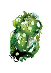 Abstract Green Mould Moss Lichen Microscopic Art