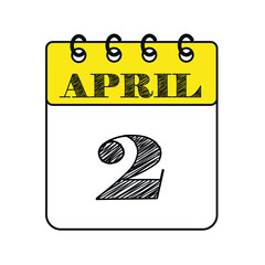 April 2 calendar icon. Vector illustration in flat style.

