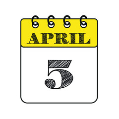 April 5 calendar icon. Vector illustration in flat style.