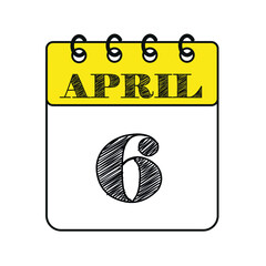April 6 calendar icon. Vector illustration in flat style.