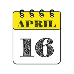 April 16 calendar icon. Vector illustration in flat style.