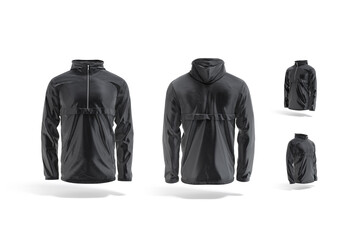 Blank black windbreaker mock up, different views © Alexandr Bognat