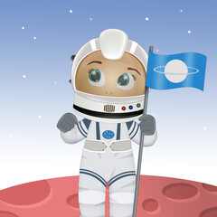 illustration of funny baby astronaut