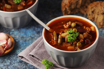 A bowl with traditional British stew