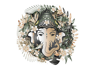 Elefanten Gott Ganesha inmitten des Dschungels - obrazy, fototapety, plakaty