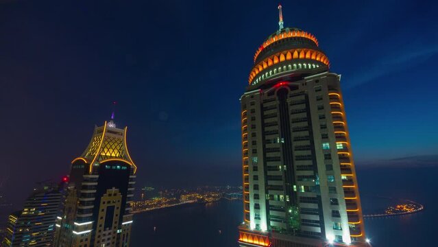 dubai city sunset famous skyscraper building top 4k time lapse uae