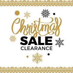 Merry Christmas sale. Celebration of winter holidays, greeting with seasonal events. Final Christmas sale. Purchase online with clearance price on winter holiday. Present for traditional exchanging