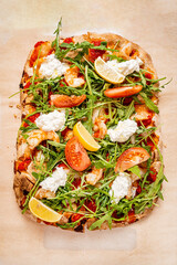 italian pizza on the wooden board