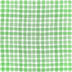 Watercolor green checkered pattern seamless