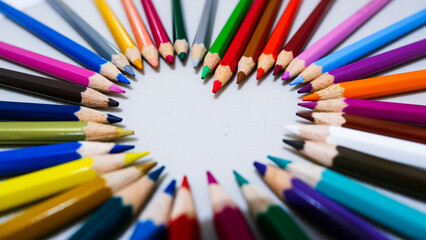 pencils on white background