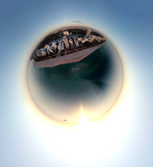 Tiny Planet over Miami Beach at dawn.