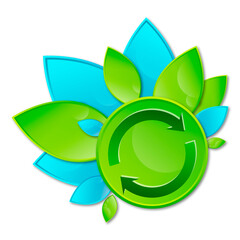 Green recycling sign. Eco and bio symbol save nature