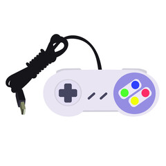 Video game joystick design. Vector toy device keypad. Videogame computer fun controller.