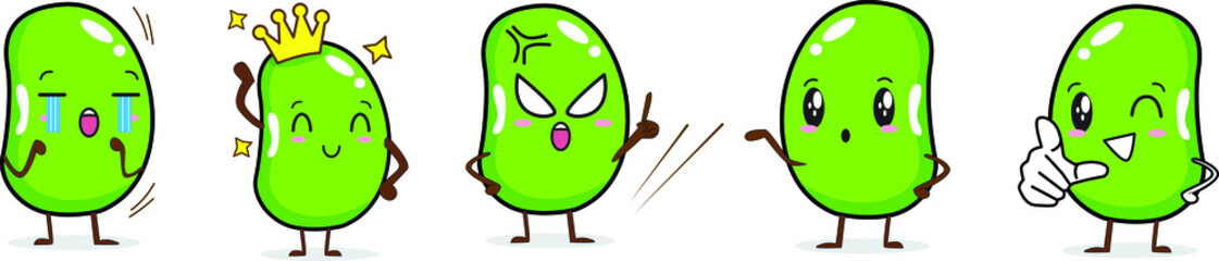 illustration vector bean cartoon character cute style bright