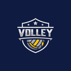Volleyball team emblem logo design vector illustration