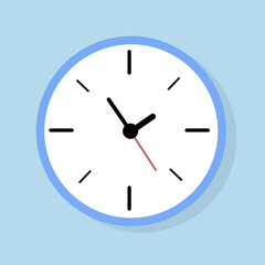 Clock icon. Flat style on color background. Vector design element.
