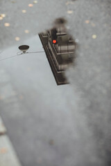 Rainy puddy reflection