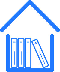 Library icon blue vector, book store symbol