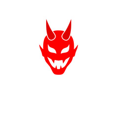 illustration of a devil laugh expression red color