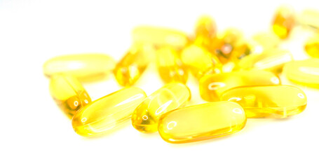 Omega 3 vitamins and vitamin d capsules isolated