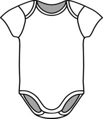 Vector realistic sketch transparent empty baby body template, mockup isolated on transparent background. Children's bodysuit, children's shirt, overalls. Accessories, baby stuff for newborns.Simple 