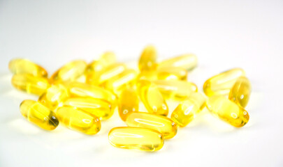 Omega 3 vitamins and vitamin d capsules isolated