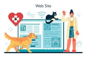 Pet veterinarian online service or platform. Veterinary doctor checking
