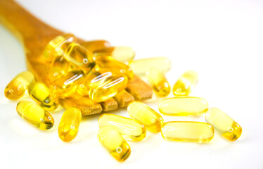 Omega 3 vitamins and vitamin d capsules isolated