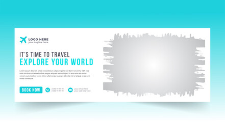 Obraz premium Travel Social media cover vector templates fully editable, advertising design, web banner template
