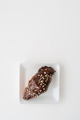 croissant chocolate cake isolated on white background