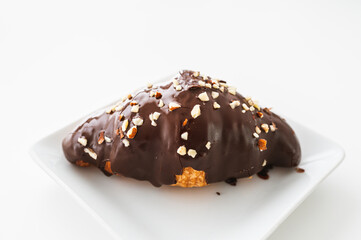 croissant chocolate cake isolated on white background