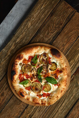 food background vegan sliced pizza with various vegetables