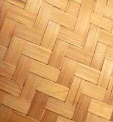 Wicker wooden hat as an abstract background. Close-up