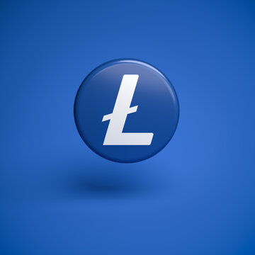 Logo of the cryptocurrency Litecoin (LTC) hovering over a seamless blue background.