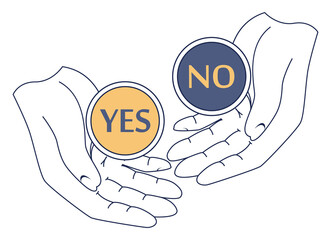 Choice concept. Difficult decision-making, success or failure.