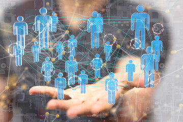 Abstract network of physical devices on the Internet using a network connection with statistics...