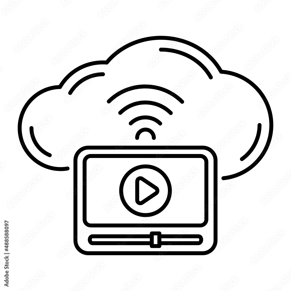 Poster enterprise-grade lightning-fast live streaming concept, cloud-based on-demand video vector icon desi