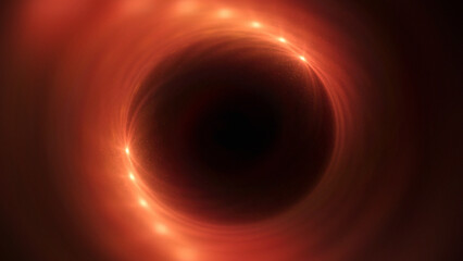 Bright abstract background with leaks. Blurred lighting tunnel. Magic portal. Vivid sphere lens
