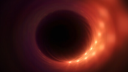 Bright abstract background with leaks. Blurred lighting tunnel. Magic portal. Vivid sphere lens
