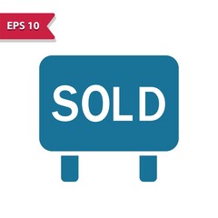 Sold Sign Icon. Real Estate