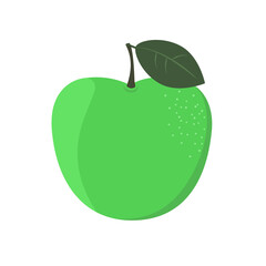 A simple vector image of a green apple with a leaf.  Color illustration for different applications.