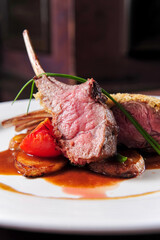 are dish of lamb rack with BBQ sauce