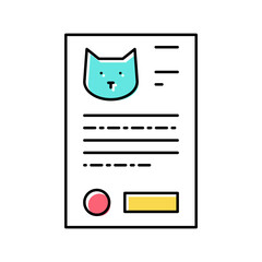 cat medical document color icon vector illustration