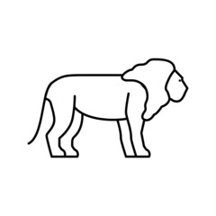 lion animal in zoo line icon vector illustration
