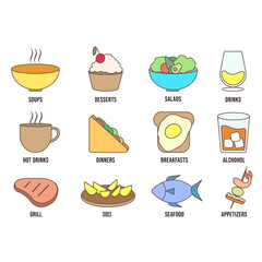 color food line icons for an app