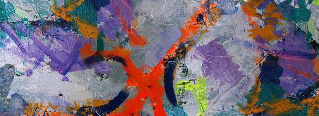 Hand draw painting abstract art panorama background colors texture design illustration..