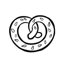symbol Salty pretzel, beer snack vector illustration