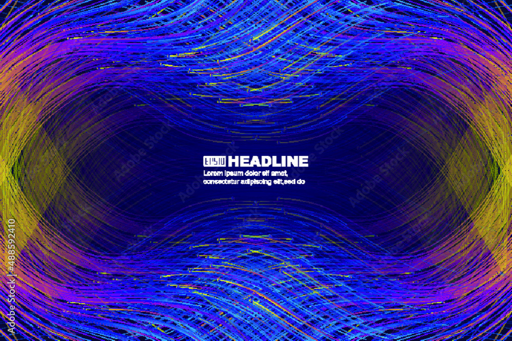 Poster color wavy flowing lines have a technical spatial vector background